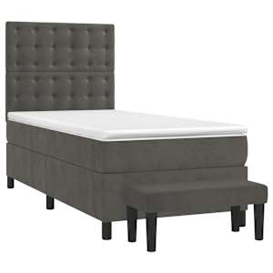 Box spring postel s matrací tmavě šedá 100x200 cm samet - obrázek 3