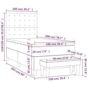 Box spring postelja z vzmetnico temno siva 100x200 cm žamet - slika 8