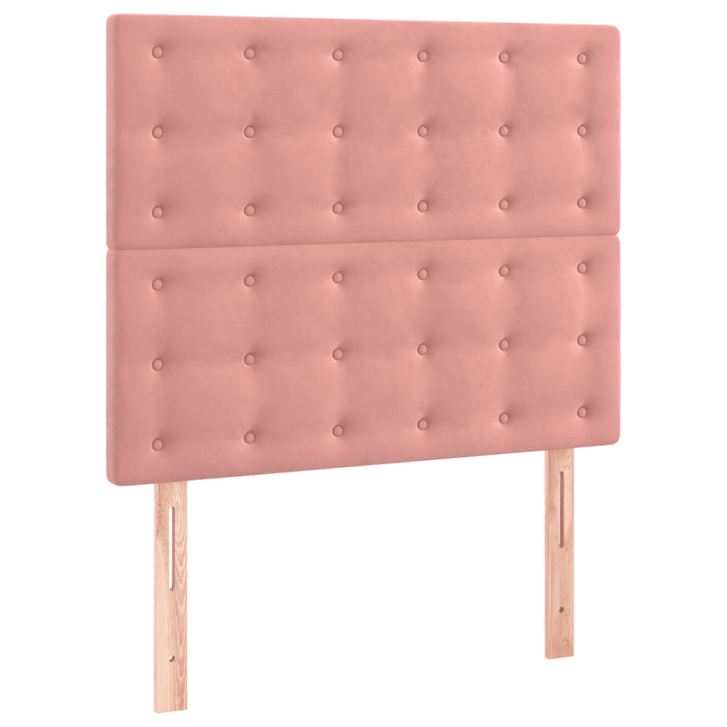 Rózsaszín bársony rugós ágy matraccal 100 x 200 cm 