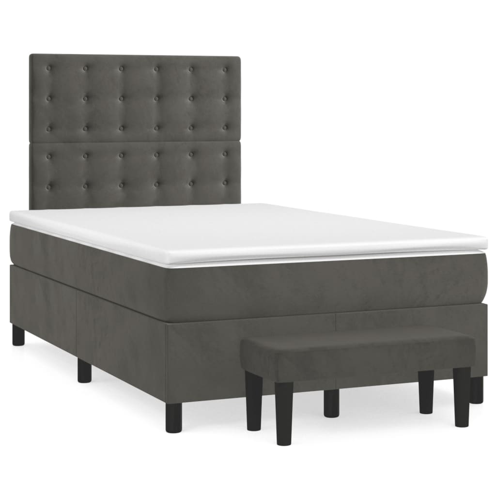vidaXL Boxspring met matras fluweel donkergrijs 120x200 cm