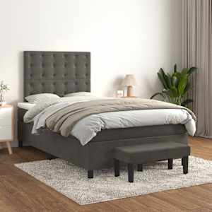 Box spring postel s matrací tmavě šedá 120 x 200 cm samet - obrázek 1