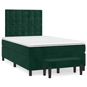 Box spring postel s matrací tmavě zelená 120 x 200 cm samet - obrázek 2