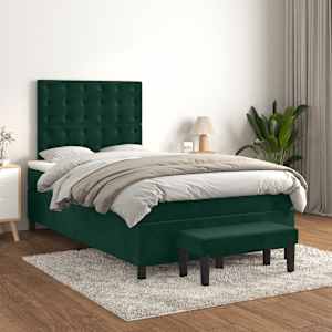 Box spring postel s matrací tmavě zelená 120 x 200 cm samet - obrázek 1