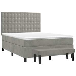 Box spring postel s matrací světle šedá 140x190 cm samet - obrázek 3