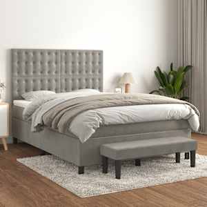 Box spring postel s matrací světle šedá 140x190 cm samet - obrázek 1