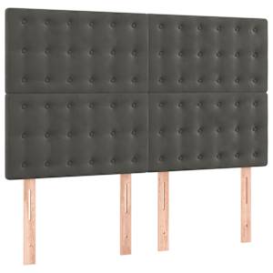 Box spring posteljni z vzmetnico temno siv 140x190 cm žamet - slika 5