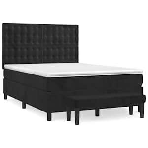 Box spring postel s matrací černá 140 x 190 cm samet - obrázek 2