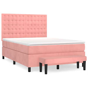 Box spring postel s matrací růžová 140x190 cm samet - obrázek 2