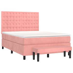 Box spring postel s matrací růžová 140x190 cm samet - obrázek 3
