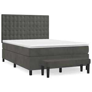 Box spring postel s matrací tmavě šedá 140x200 cm samet - obrázek 2