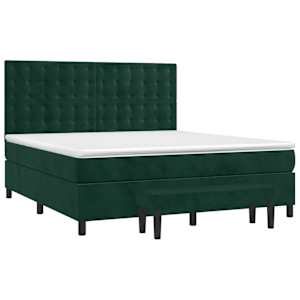 Box spring postel s matrací tmavě zelená 160x200 cm samet - obrázek 2