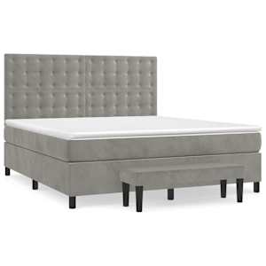 Box spring postel s matrací světle šedá 180x200 cm samet - obrázek 3