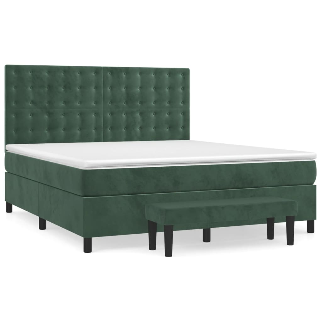 vidaXL Box spring postel s matrací tmavě zelená 180x200 cm samet