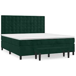 Box spring postel s matrací tmavě zelená 180x200 cm samet - obrázek 2