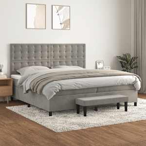 Box spring postel s matrací světle šedá 200x200 cm samet - obrázek 1
