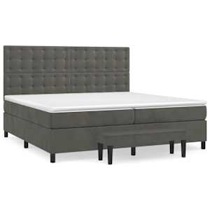 Box spring postel s matrací tmavě šedá 200x200 cm samet - obrázek 2