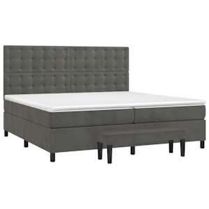 Box spring postel s matrací tmavě šedá 200x200 cm samet - obrázek 3