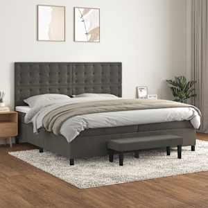 Box spring postel s matrací tmavě šedá 200x200 cm samet - obrázek 1