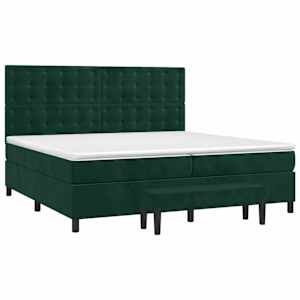 Box spring postel s matrací tmavě zelená 200x200 cm samet - obrázek 3