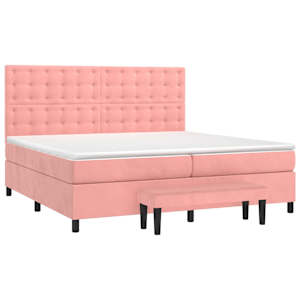 Box spring postel s matrací růžová 200x200 cm samet - obrázek 3