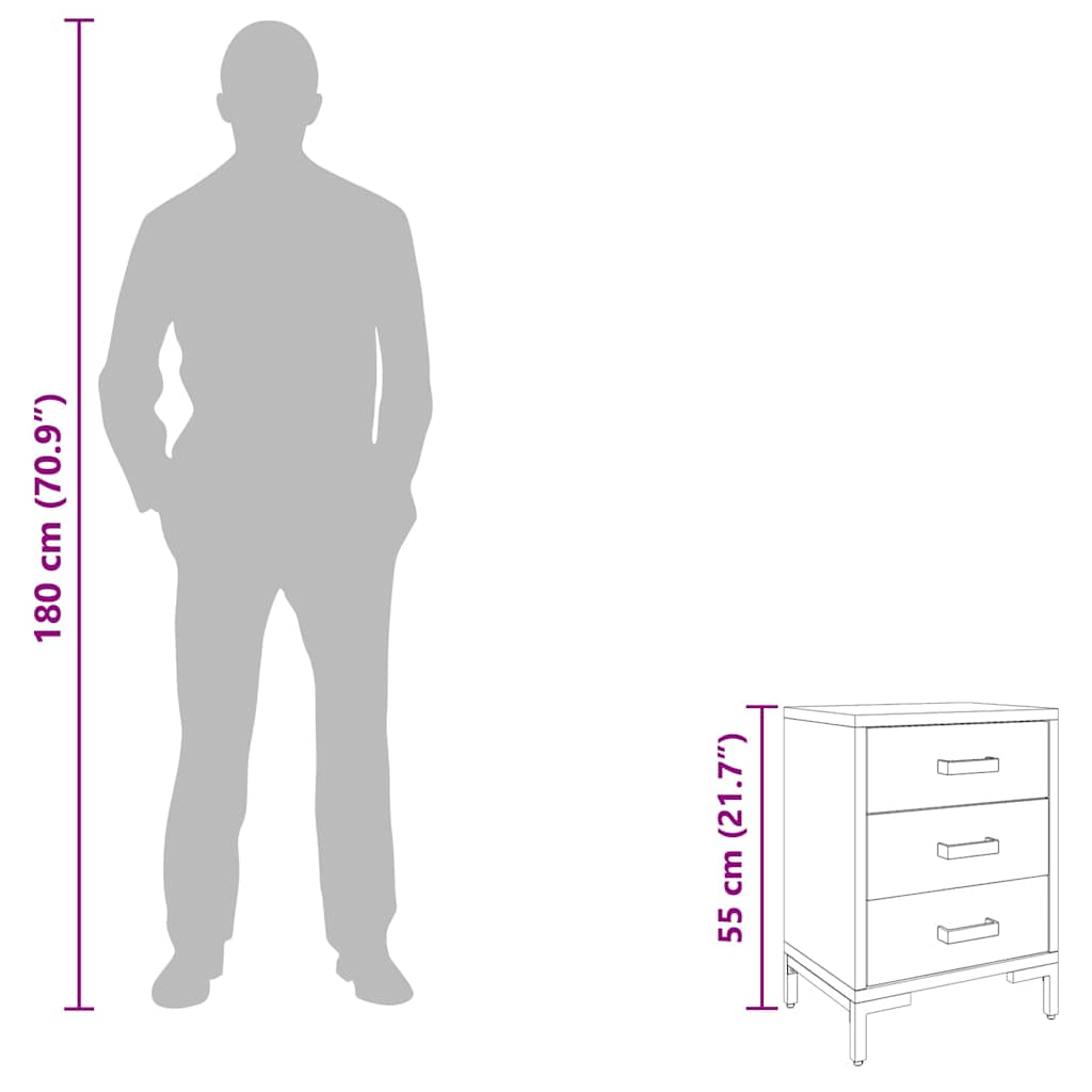 Nočna omarica 2 kosa črna 40x30x55 cm trdna borovina - slika 12
