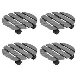 Voziček za rastline 4 kosi sive barve Ø30x7,5 cm WPC