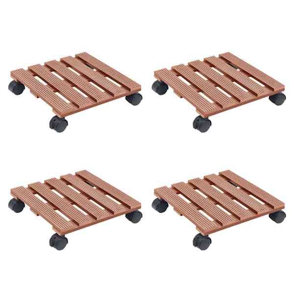vidaXL ratastel taimealus 4 tk, pruun, 30 x 30 x 7,5 cm WPC