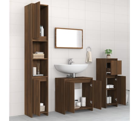 vidaXL Ensemble de meubles de salle de bain 4 pcs Ch&ecirc;ne marron