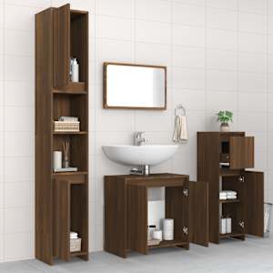vidaXL Ensemble de meubles de salle de bain 4 pcs Ch&ecirc;ne marron