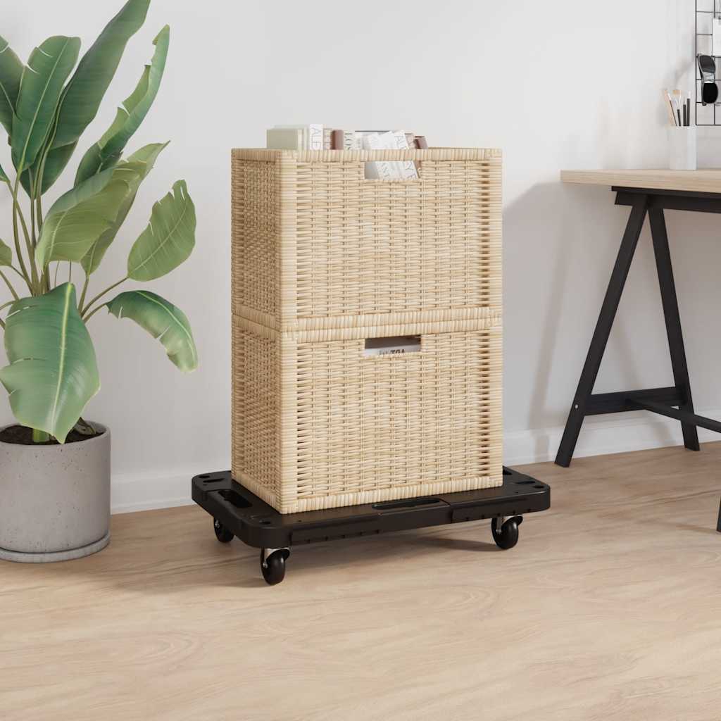 Chariots de Transport 2 pcs Noir 58x38x12 cm Polypropylène