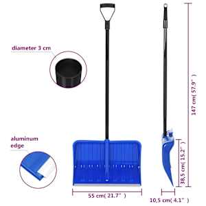 Lopata na sníh modrá 147 cm kov - obrázek 6