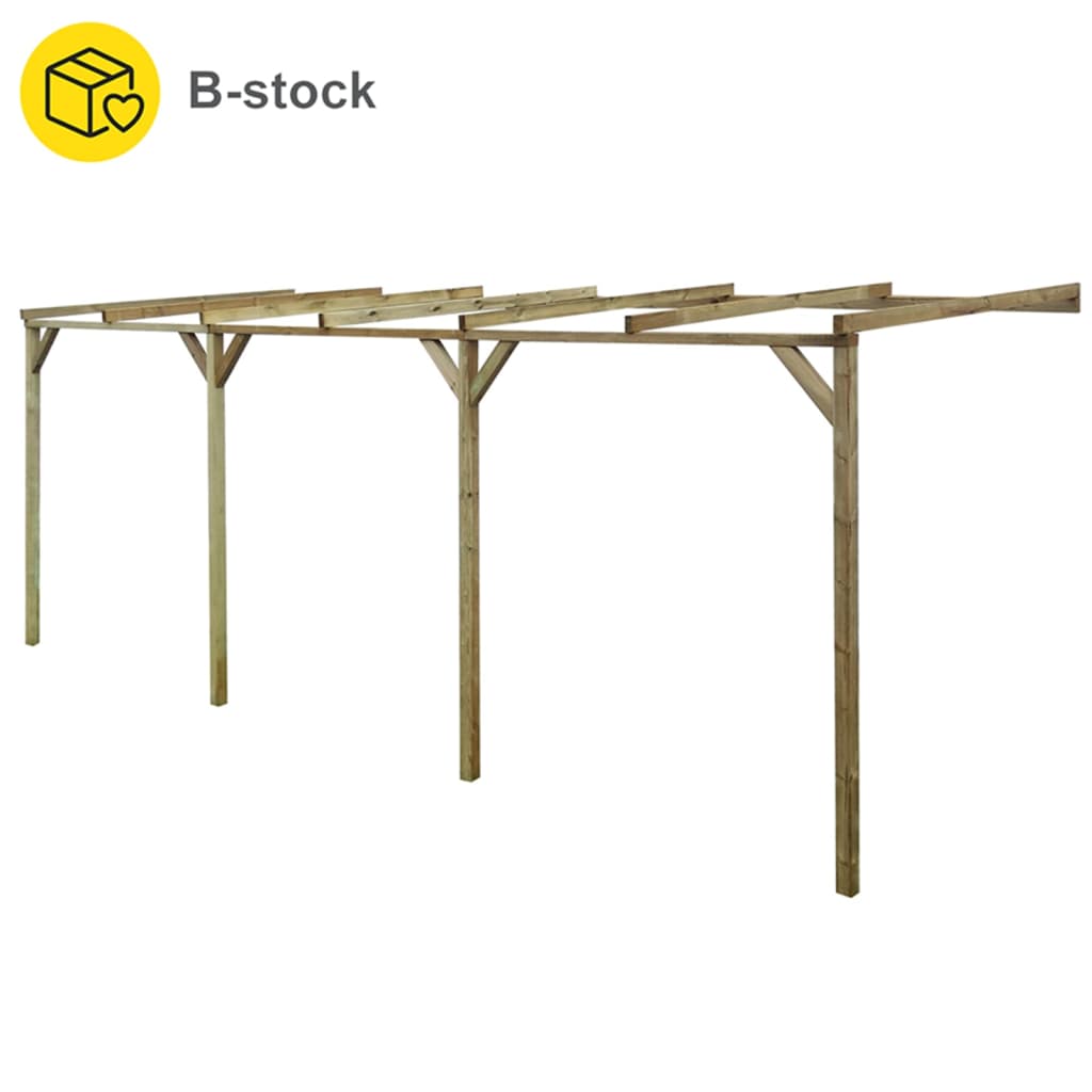 vidaXL Pérgola inclinada c/ defeito 2x6x2,2 m pinho maciço impregnado