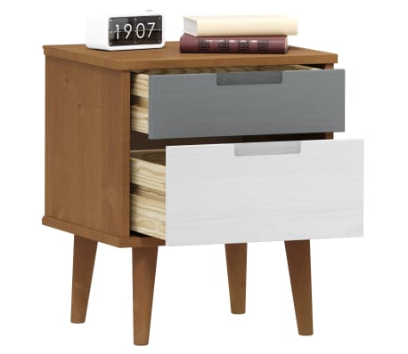 vidaXL Nachttisch MOLDE Braun 40x35x48 cm Massivholz Kiefer