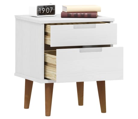 vidaXL Dulap noptieră "MOLDE", alb, 40x35x48 cm, lemn masiv de pin