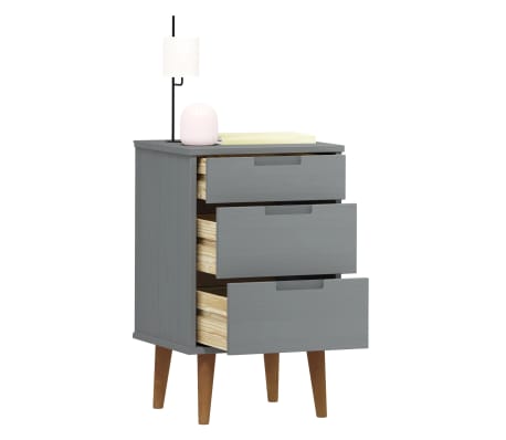 vidaXL Nočn&iacute; stolek MOLDE &scaron;ed&yacute; 40 x 35 x 65 cm masivn&iacute; borov&eacute; dřevo