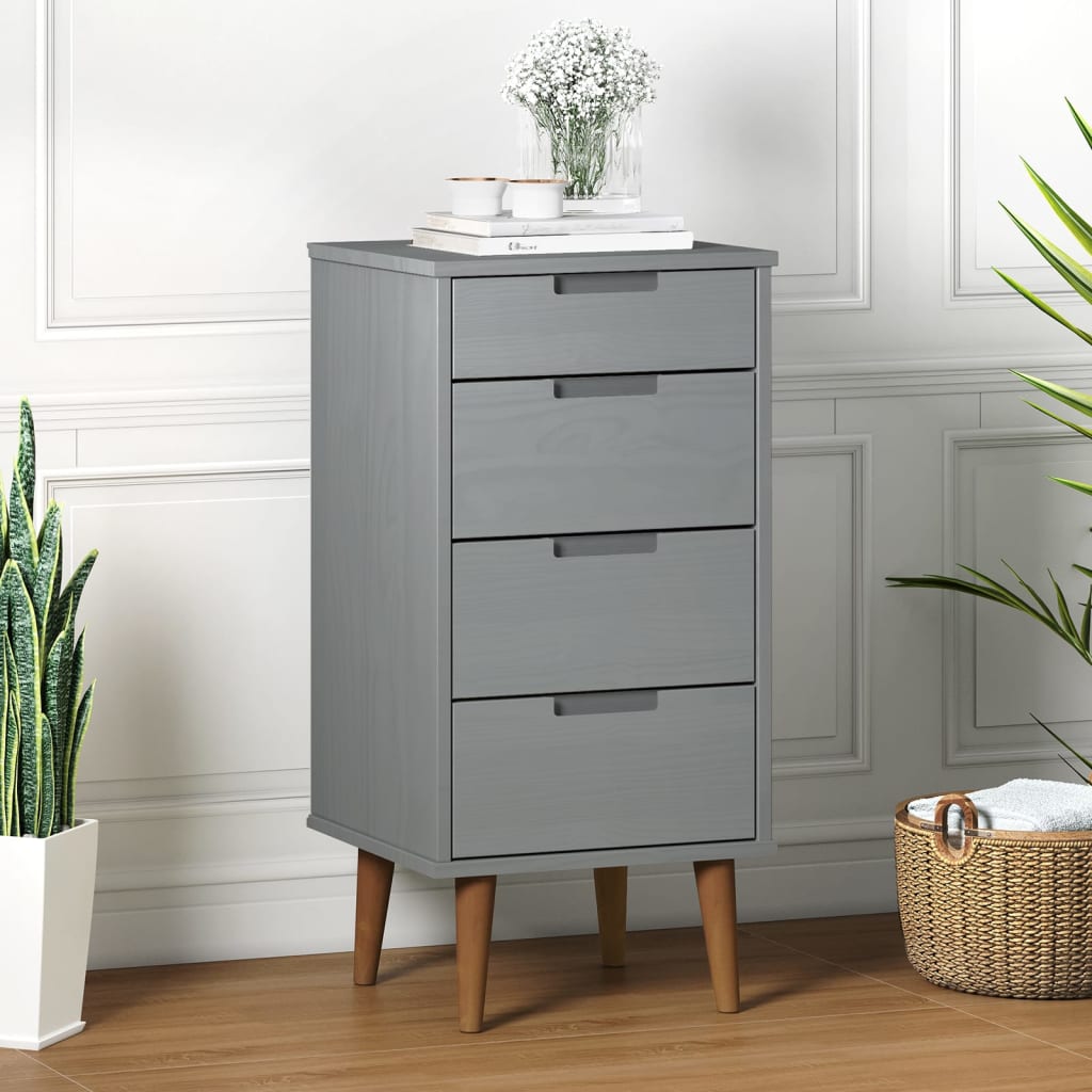 vida XL Schubladenschrank Molde Grau 40x 35x 82 cm Massivholz Kiefer