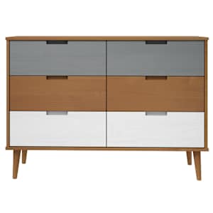 Zásuvková komoda MOLDE hnědá 113x40x80 cm masivní borové dřevo - obrázek 4