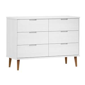 Zásuvková komoda MOLDE bílá 113x40x80 cm masivní borové dřevo - obrázek 2
