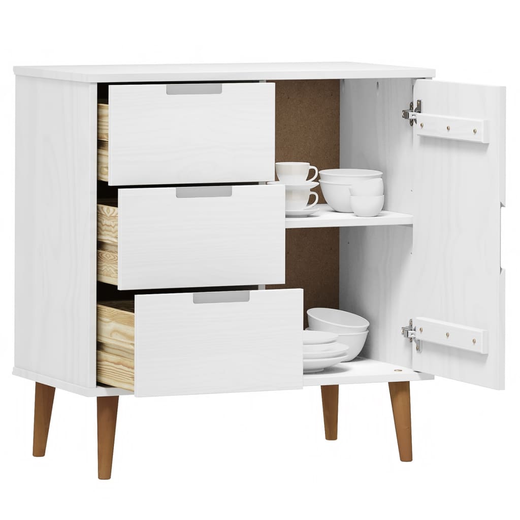 vidaXL Sideboard MOLDE White 76,5x40x80 cm Solid Wood Pine