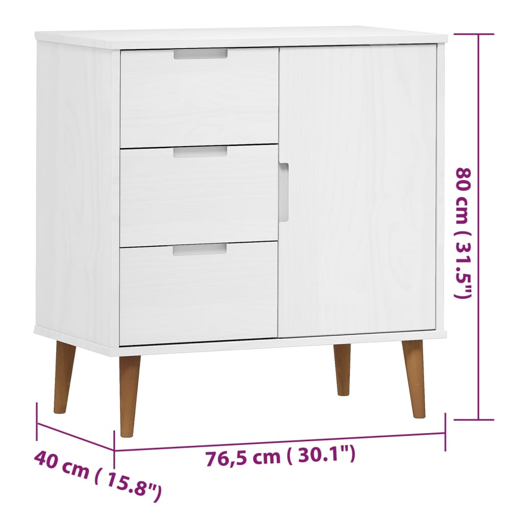 Servanta „MOLDE” alb vidaXL, 76,5x40x80 cm, lemn masiv de pin 2 8720845541989 g en hd 6