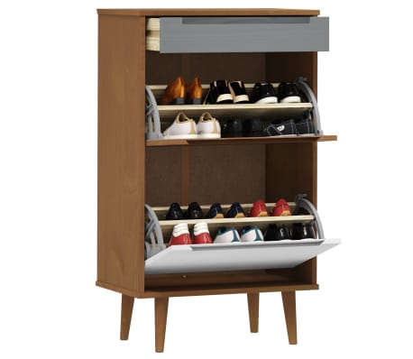 vidaXL Armoire &agrave; chaussures MOLDE Marron 59,5x35x103 cm Bois de pin
