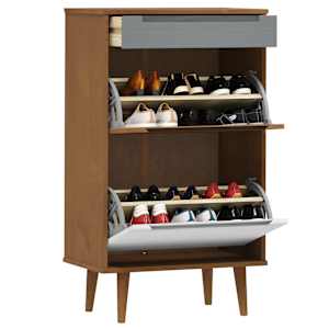 vidaXL Armoire &agrave; chaussures MOLDE Marron 59,5x35x103 cm Bois de pin