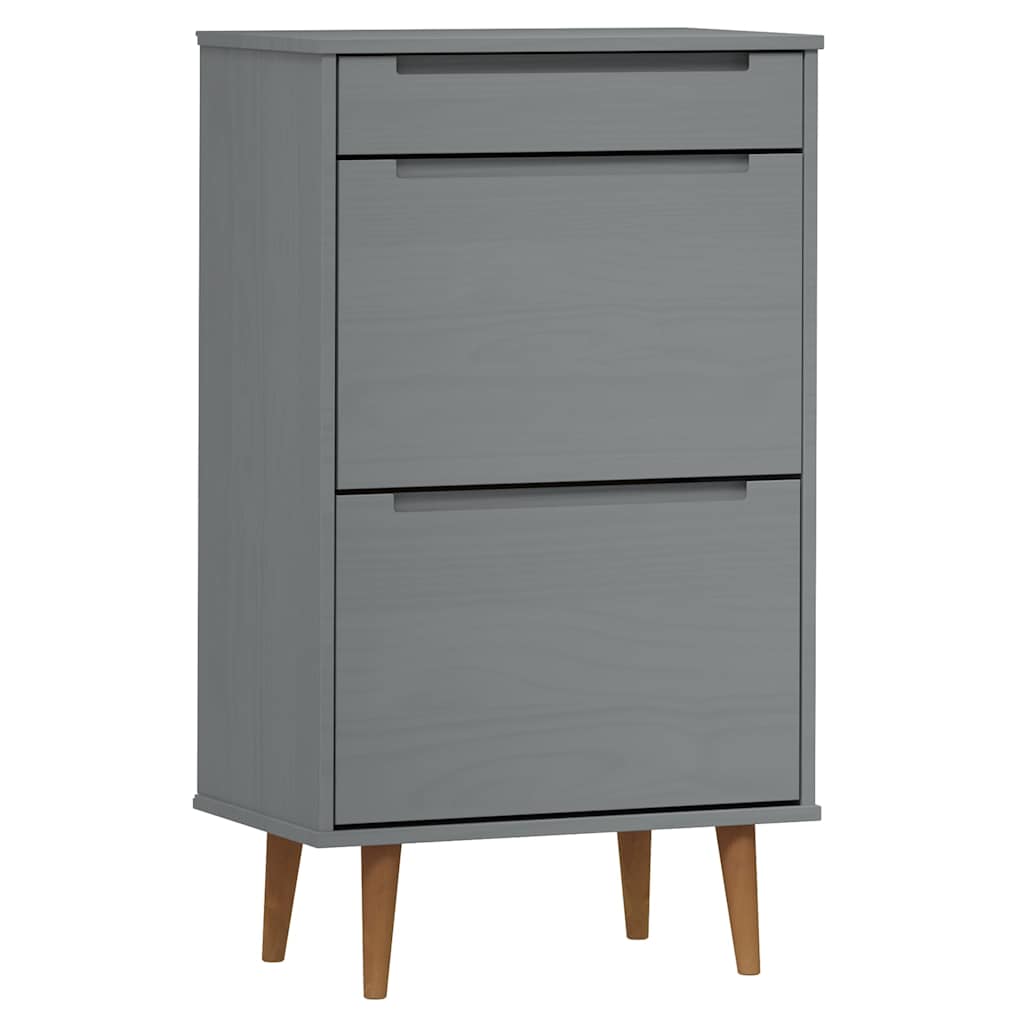 vidaXL Botník MOLDE šedý 59,5 x 35 x 103 cm masivní borové dřevo