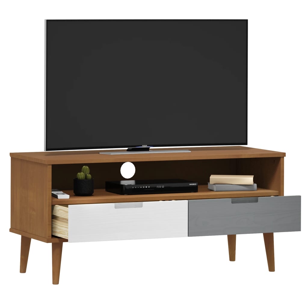 MOLDE barna tömör fenyőfa TV-szekrény 106 x 40 x 49 cm 