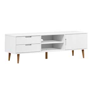 TV stolek MOLDE bílý 158 x 40 x 49 cm masivní borové dřevo - obrázek 2