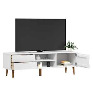 TV stolek MOLDE bílý 158 x 40 x 49 cm masivní borové dřevo - obrázek 5