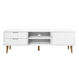 TV stolek MOLDE bílý 158 x 40 x 49 cm masivní borové dřevo - obrázek 6