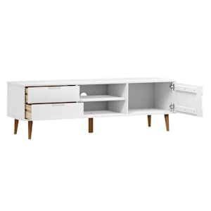 TV stolek MOLDE bílý 158 x 40 x 49 cm masivní borové dřevo - obrázek 7