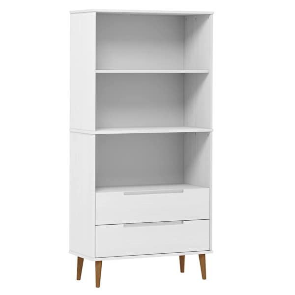 vidaXL raamatukapp "MOLDE", valge, 85 x 35 x 170,5 cm, m&auml;nnipuit