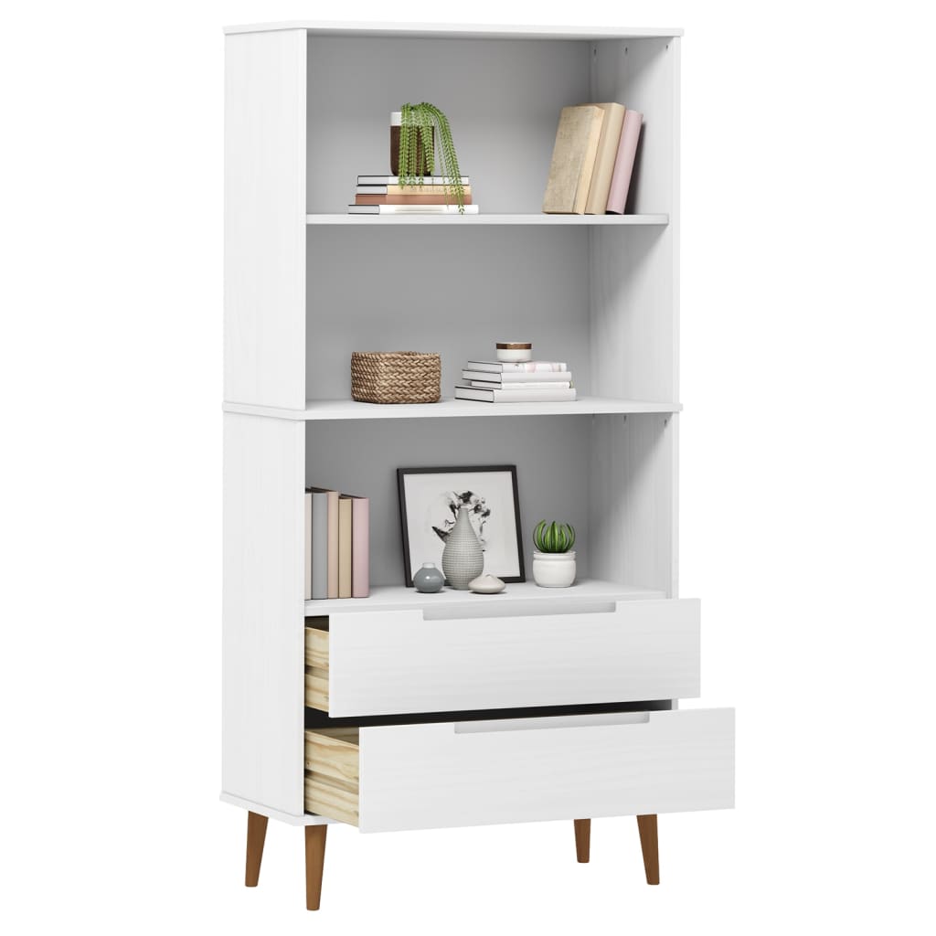 vidaXL Bibliotecă „MOLDE” alb, 85x35x170,5 cm, lemn masiv de pin